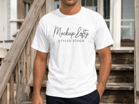 Download Gildan 5000 Summer Male Tshirt Mockup 6 - Mockup Collection