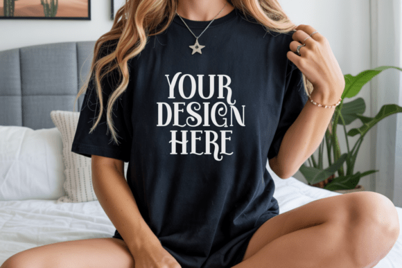 Download Comfort Colors 1717 Black T-shirt Mockup - Mockup Collection