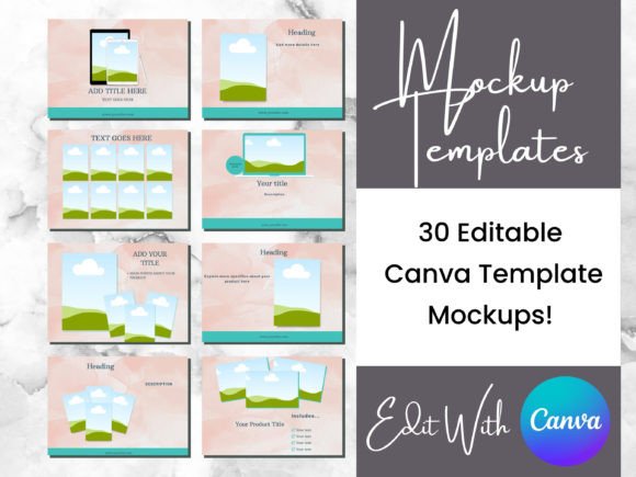 Download 15 Peachy Green Digital Product Mockups - Mockup Collection
