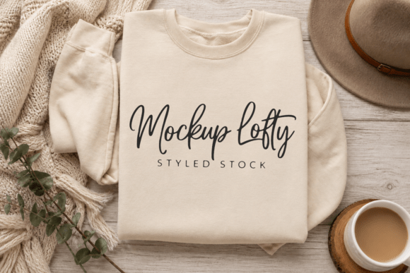 Download Gildan 18000 Sand Flat Lay Mockup - Mockup Collection