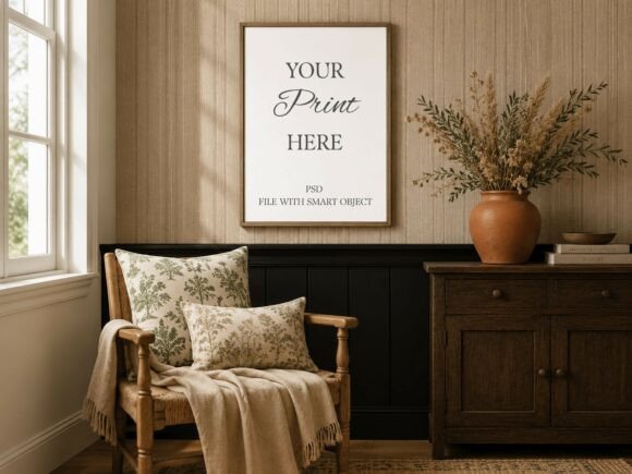 Download Wood Frame Mockup Vintage Poster Mockup - Mockup Collection